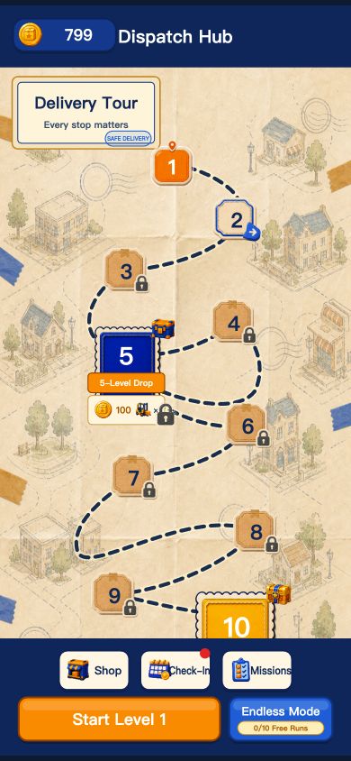 Parcel Rush Delivery Tour game screen